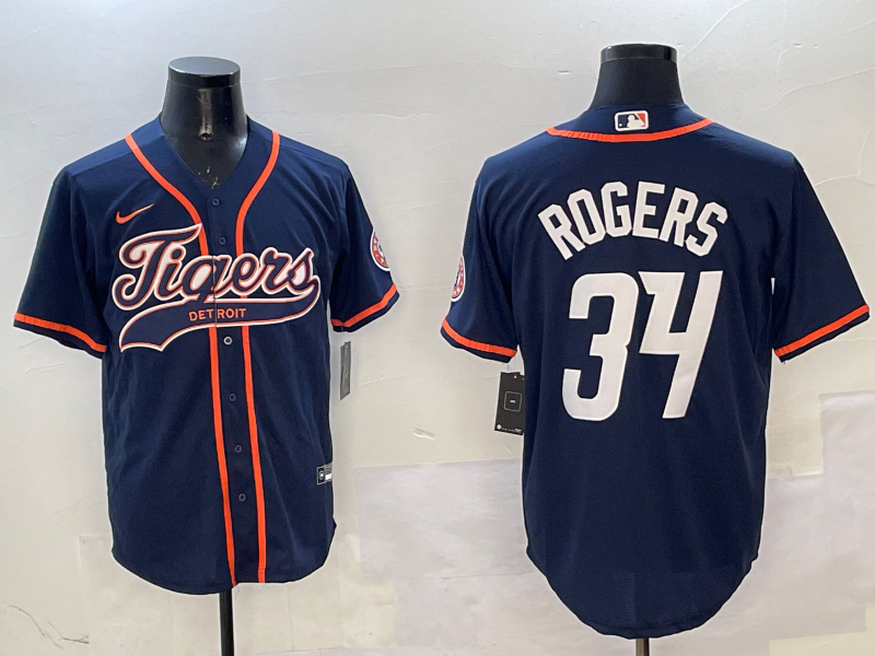 Men's Detroit Tigers Jake Rogers #34 Navy Jersey